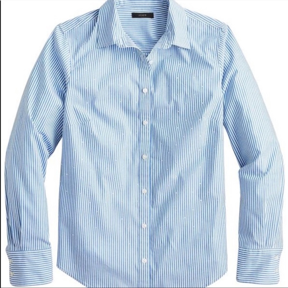 J. Crew Perfect Shirt Embellished Stripe Jewel - NWT